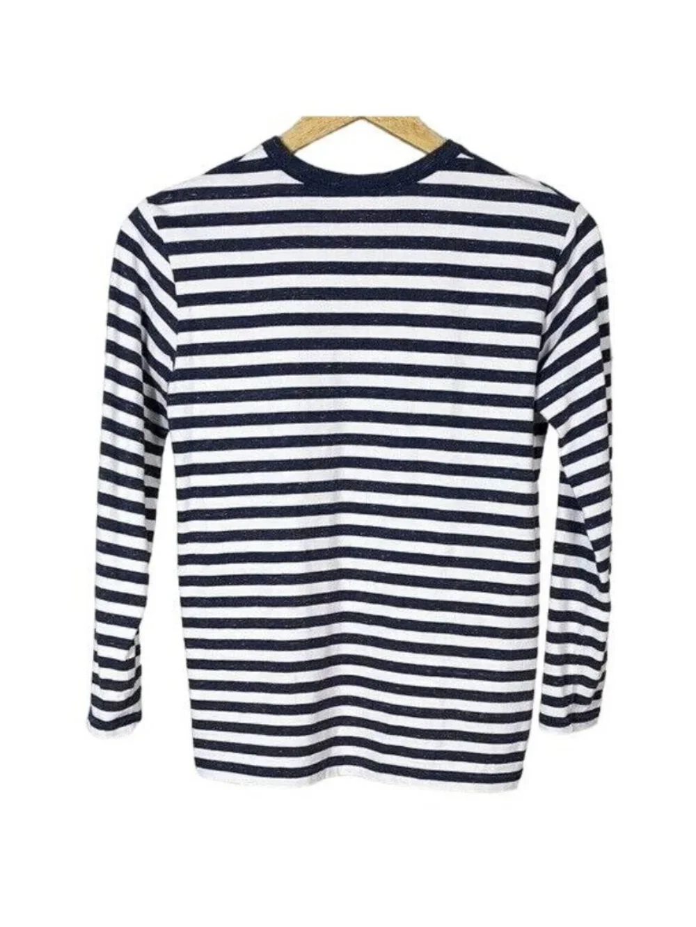 Children's Place Boys Striped Shirt Blue White Large Long Sleeve Pullover Crew